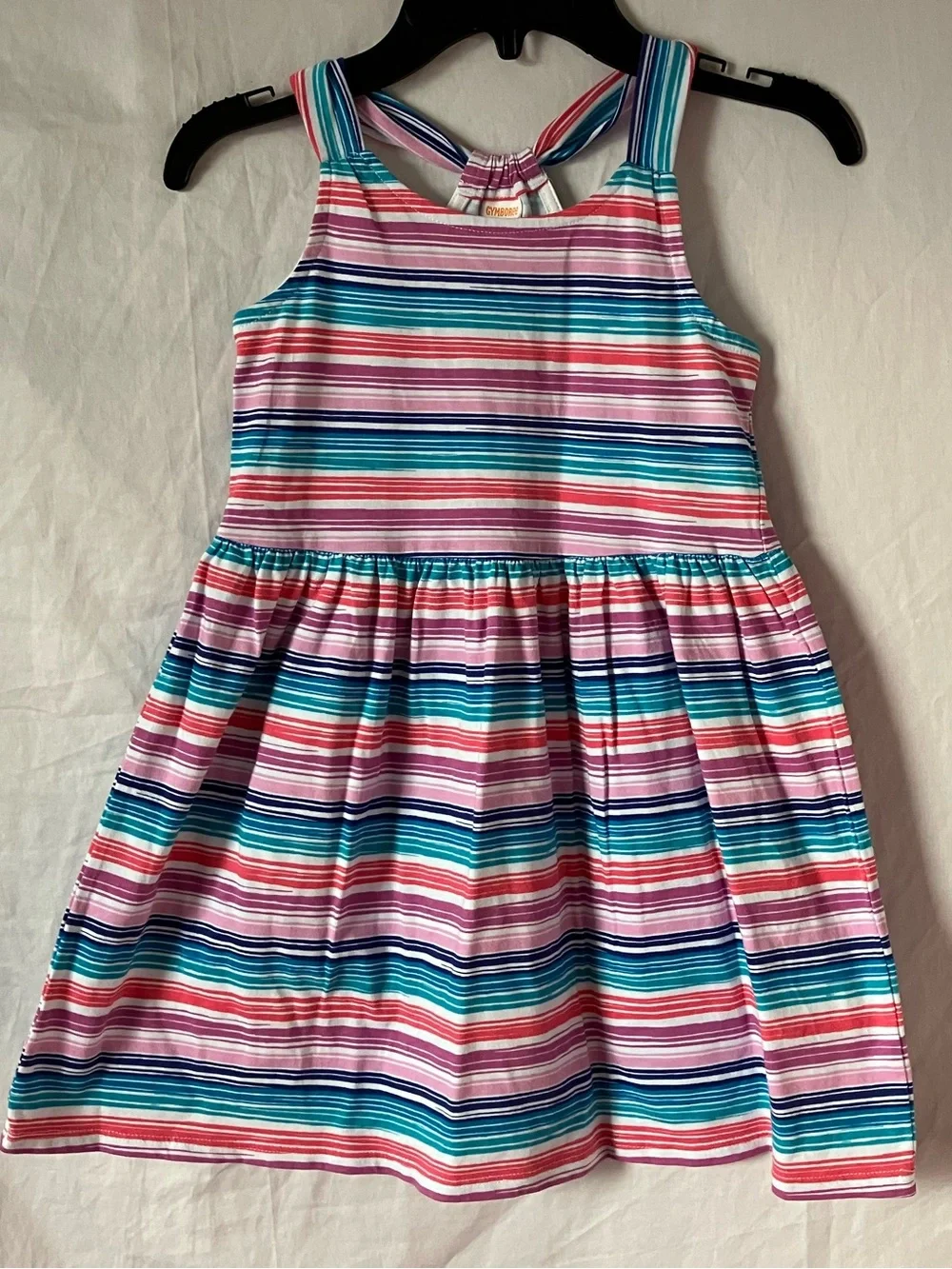 Gymboree Striped Tank Dress in Pink, Teal, White size 5.